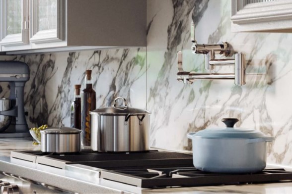 製品詳細：Perrin & Roweの「アームストロング（Armstrong）」壁付ポットフィラー水栓（クロム）。[型番：4599]