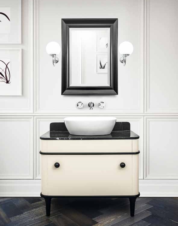 製品詳細：陶器の一体型天板と大理石天板から選べる「Soul」。バーガンディ（ワインレッド）を含む個性的なカラー展開が、クラシックなフォルムに現代的なエッセンスを加える。