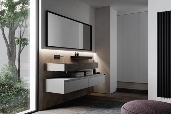 製品詳細：軽やかさと都会的な洗練を追求した「Nyú」。空間を広く見せるデザインの洗面キャビネット・ユニット1〜18。