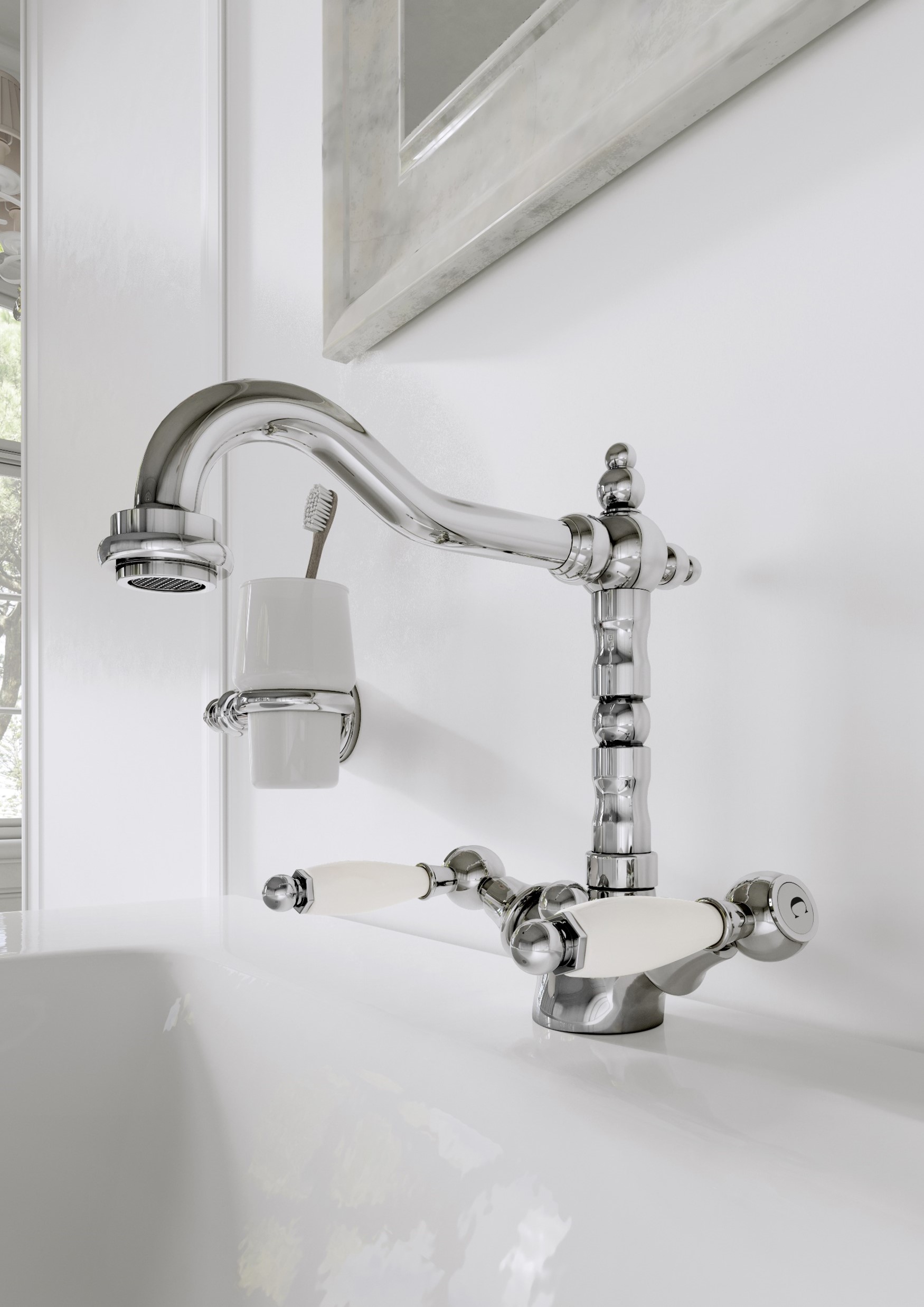 製品詳細：古典的な優雅さを湛える「Dorian」。1穴・3穴の両方に対応し、Webertのラインナップの中でも特に伝統的な美意識を大切にしたアンティークモデル。