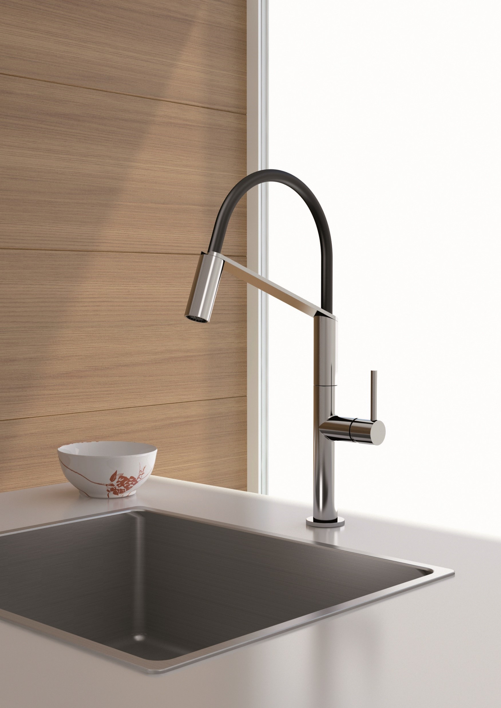 製品詳細：プロ仕様の機能美を追求した「Oblique Pro」。吐水部の固定を解除して広範囲を洗浄できるフレキシブルな操作性と、キッチンの主役になるモダンな造形が融合。