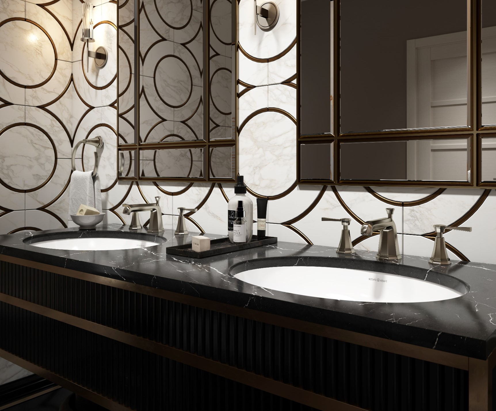 ブランド実績：アール・デコ様式の美学を取り入れた「デコ（Deco）」シリーズの洗面水栓。