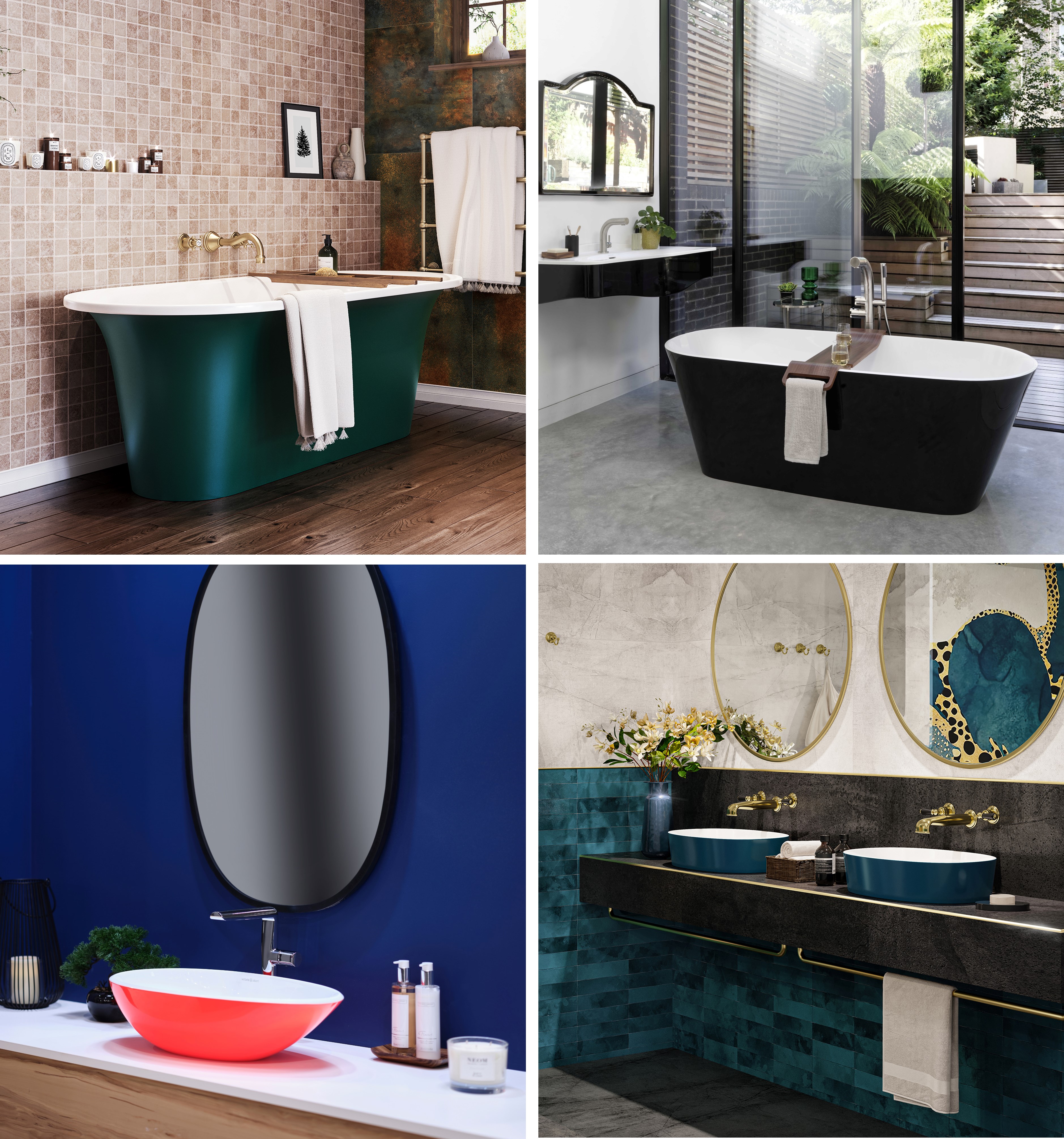 製品展開：色彩豊かなカラーカスタマイズ例。深みのある「モナコ（MONACO）」のグリーン、モダンな「ヴェトララ（Vetralla）1650」のブラック、そして「ナポリ（NAPOLI）57」や「イオス（IOS）54」に施された鮮やかなカラーフィニッシュ。