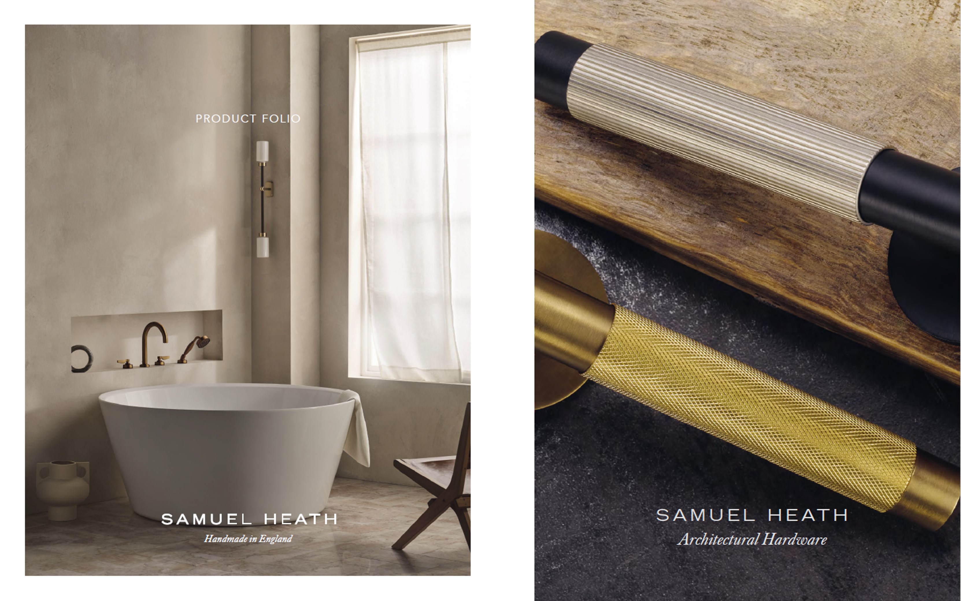 資料ダウンロード：SAMUEL HEATH（サミュエル・ヒース）のメイン製品カタログ、および多彩なハンドルやドアノブを網羅したHardwareカタログの2種類。